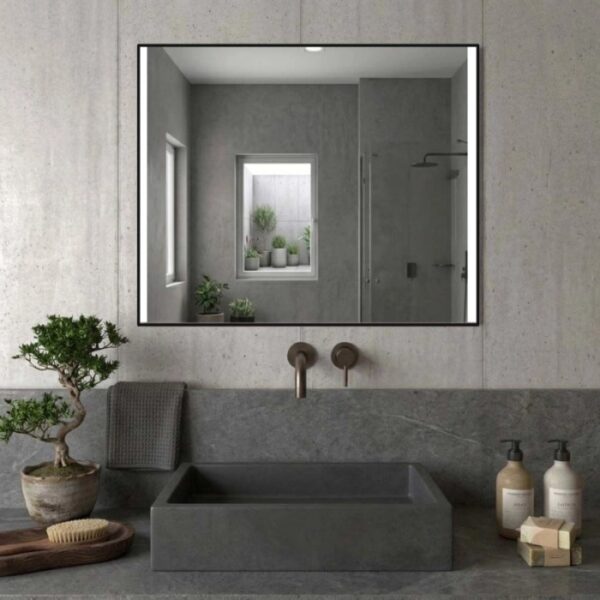 Specchio telaio perimetrale fasce lat. retroill. Noir 90xh70 cm nero opaco