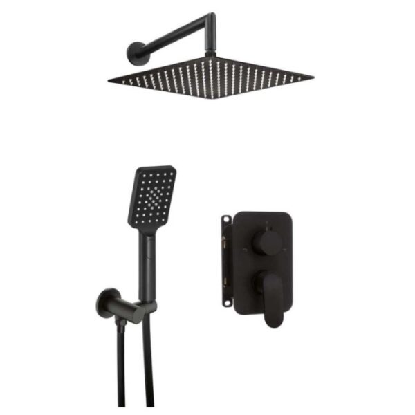 Set doccia incasso Idrostile Batabanó con box 250x250 mm nero