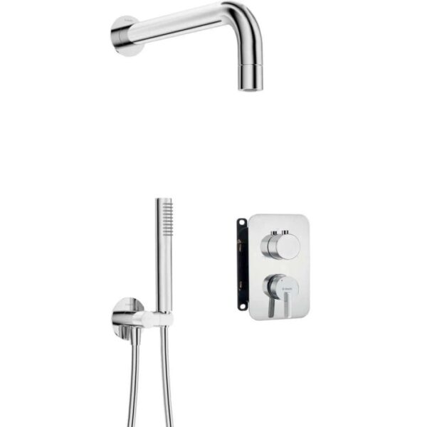 Set doccia incasso Idrostile Limonar con box e soffione orientabile 42 mm cromo