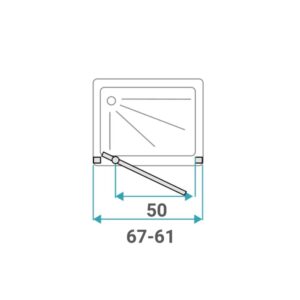 Disegno tecnico di una porta doccia t.b.t. con dimensioni per l'installazione.