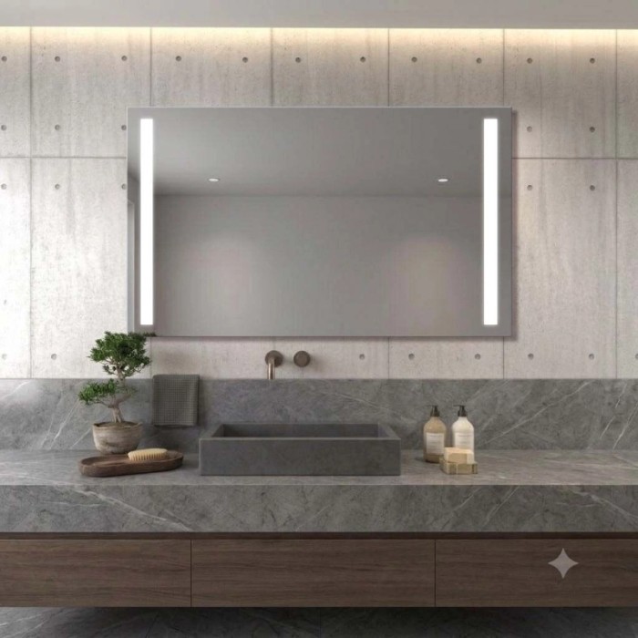 Specchio 2 fasce satinate retroilluminate led 160x70 cm