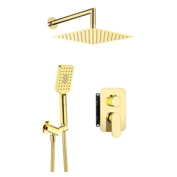 Set doccia incasso Idrostile Batabanó con box 250x250 mm oro