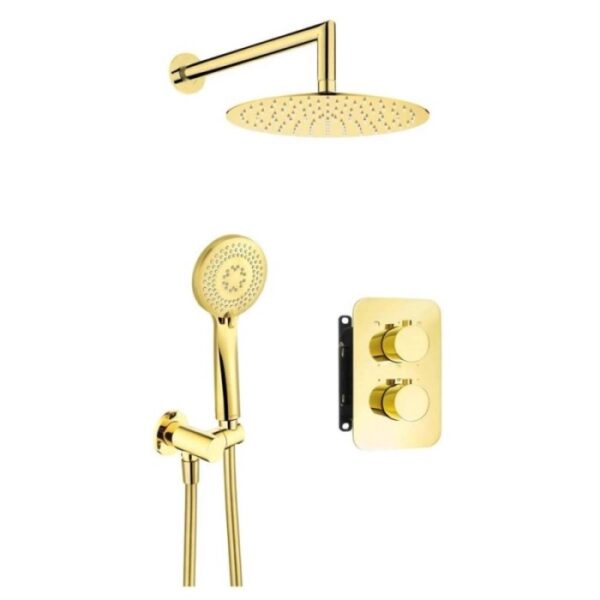 Set doccia termostatico incasso Idrostile Camarioca box 250 mm oro