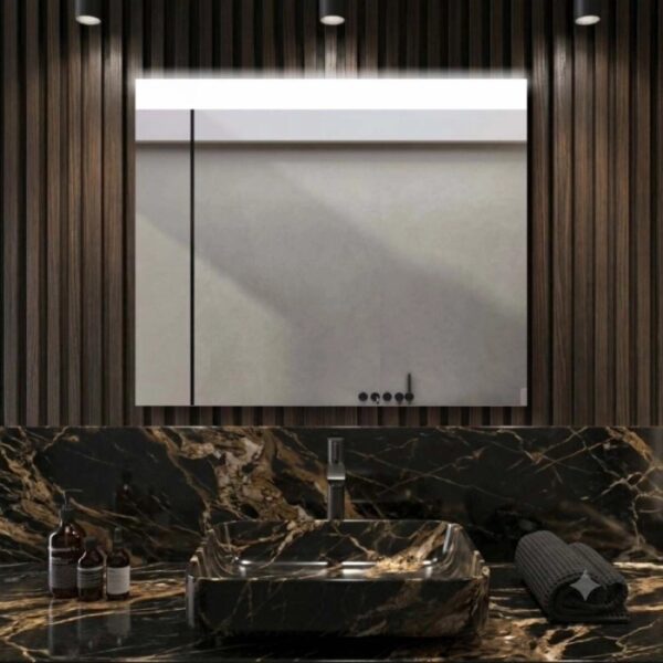 Specchio fascia satinata retroilluminata led sopra Zone 90x70 cm