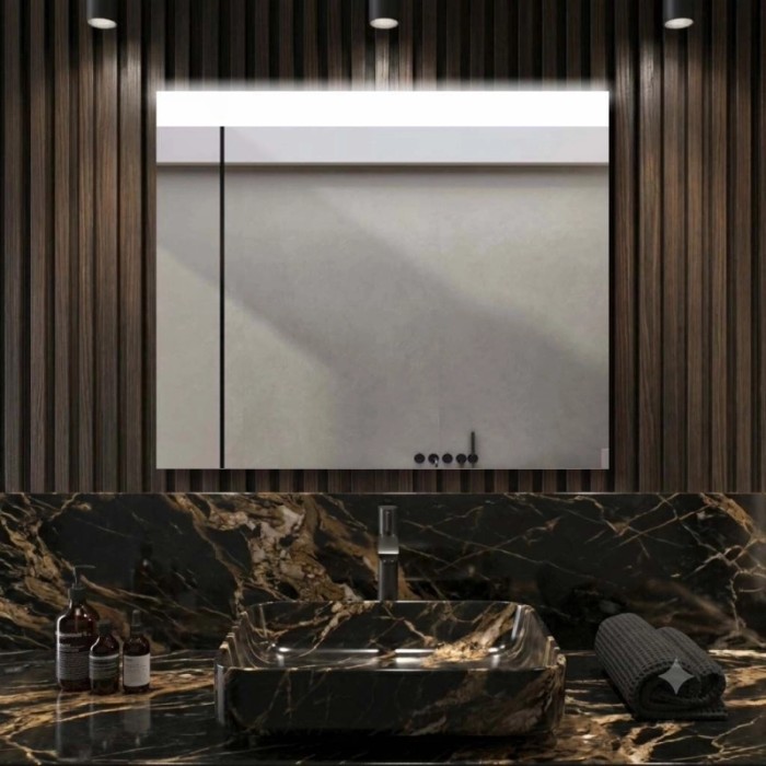 Specchio fascia satinata retroilluminata led sopra Zone 90x70 cm