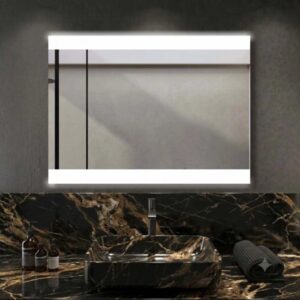 Specchio fasce satinate retroilluminate led sopra e sotto Zone 100x70 cm