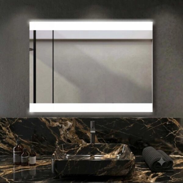 Specchio fasce satinate retroilluminate led sopra e sotto Zone 100x70 cm