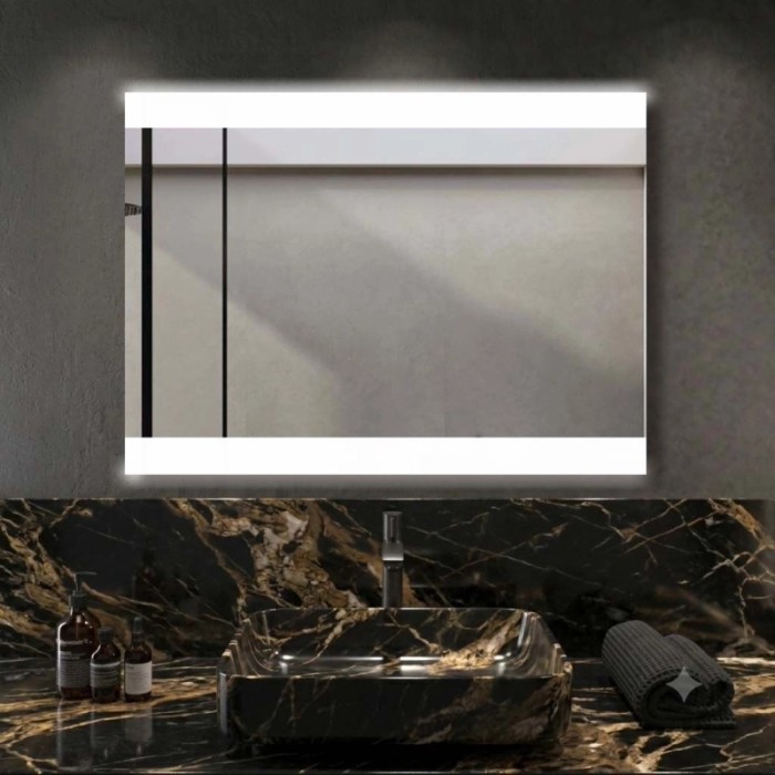 Specchio fasce satinate retroilluminate led sopra e sotto Zone 100x70 cm