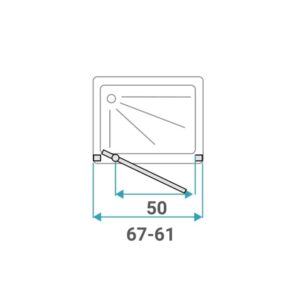 Disegno tecnico della porta doccia t.b.t. con dimensioni per l'installazione.