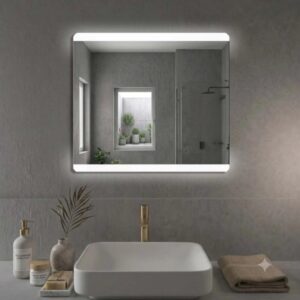 Specchio angoli stondati fasce satinate retroilluminate led Phone 90x70 cm
