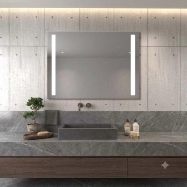 Specchio 2 fasce satinate retroilluminate led 135x70 cm