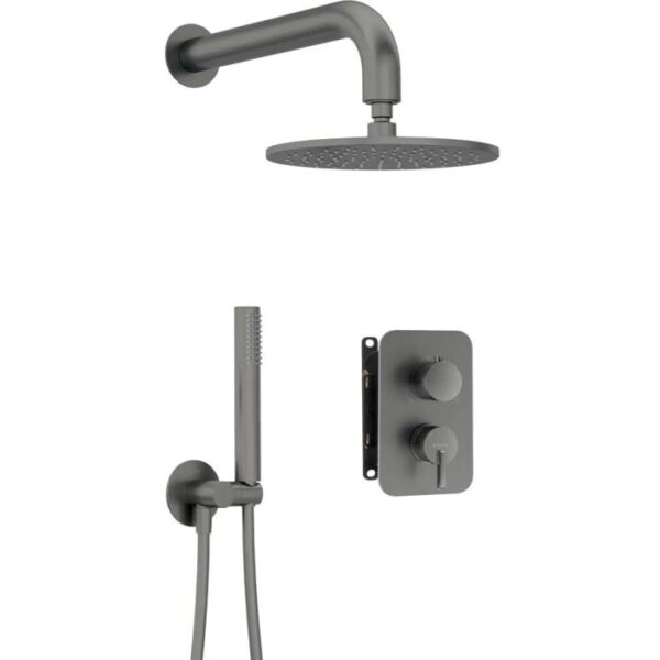 Set doccia incasso Idrostile Limonar con box e soffione 250 mm titanio