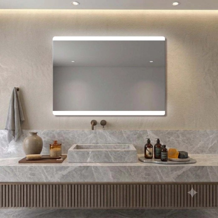 Specchio con filo lucido retroilluminato led Dual 140x70 cm