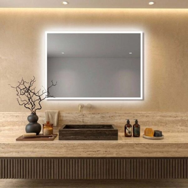 Specchio cornice satinata retroilluminato led 140x70 cm