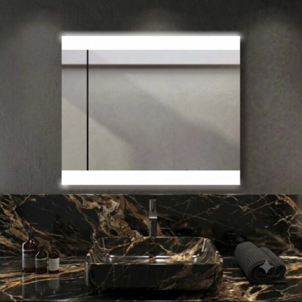 Specchio fasce satinate retroilluminate led sopra e sotto Zone 90x70 cm