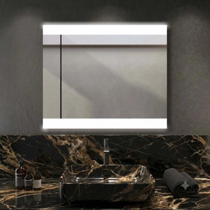 Specchio fasce satinate retroilluminate led sopra e sotto Zone 90x70 cm