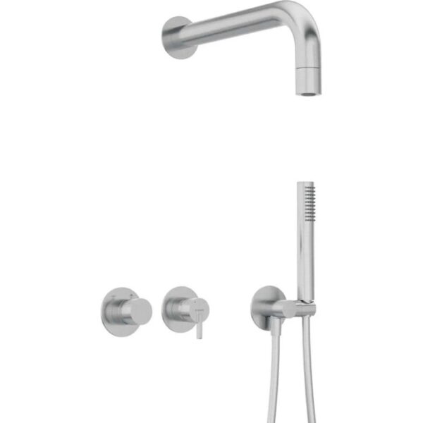 Set doccia incasso Idrostile Limonar con soffione 42 mm acciaio spazzolato