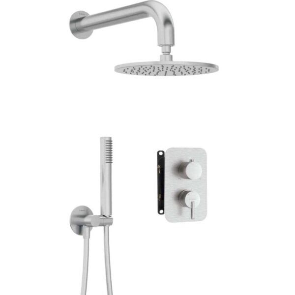 Set doccia incasso Idrostile Limonar box e soffione 250 mm acciaio spazzolato