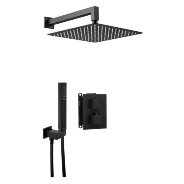 Set doccia termostatico incasso Idrostile Camarioca box 300x300 mm nero