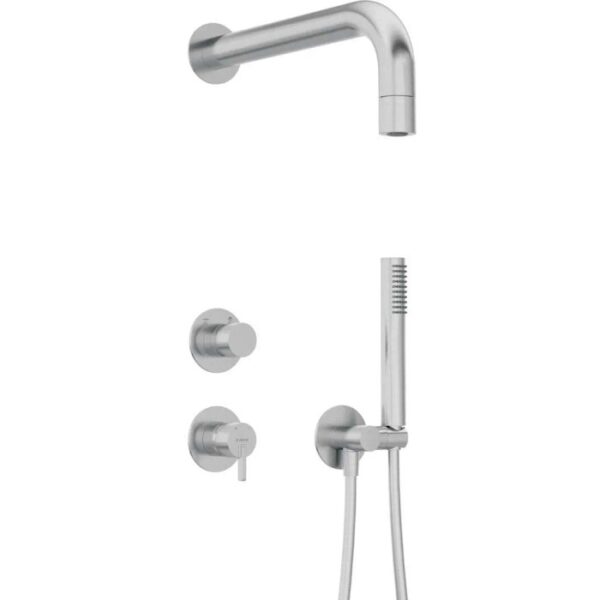 Set doccia incasso Idrostile Limonar con soffione 42 mm acciaio spazzolato