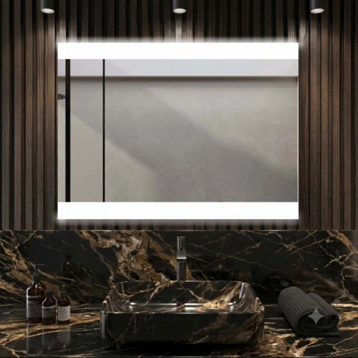 Specchio fascia satinata retroilluminata led sopra Zone 100x70 cm