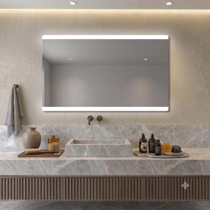 Specchio con filo lucido retroilluminato led Dual 160x70 cm
