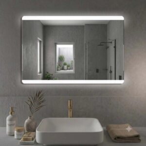 Specchio angoli stondati fasce satinate retroilluminate led Phone 120x70 cm