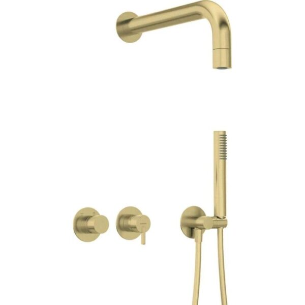 Set doccia incasso Idrostile Limonar con soffione 42 mm oro spazzolato
