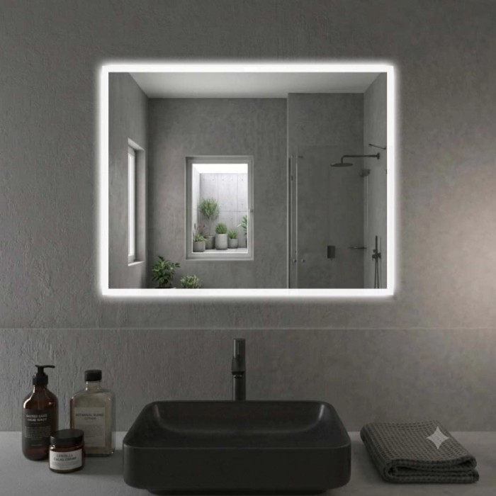 Specchio cornice satinata retroilluminato led 105x70 cm