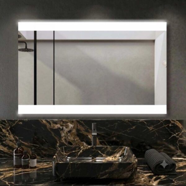 Specchio fasce satinate retroilluminate led sopra e sotto Zone 120x70 cm