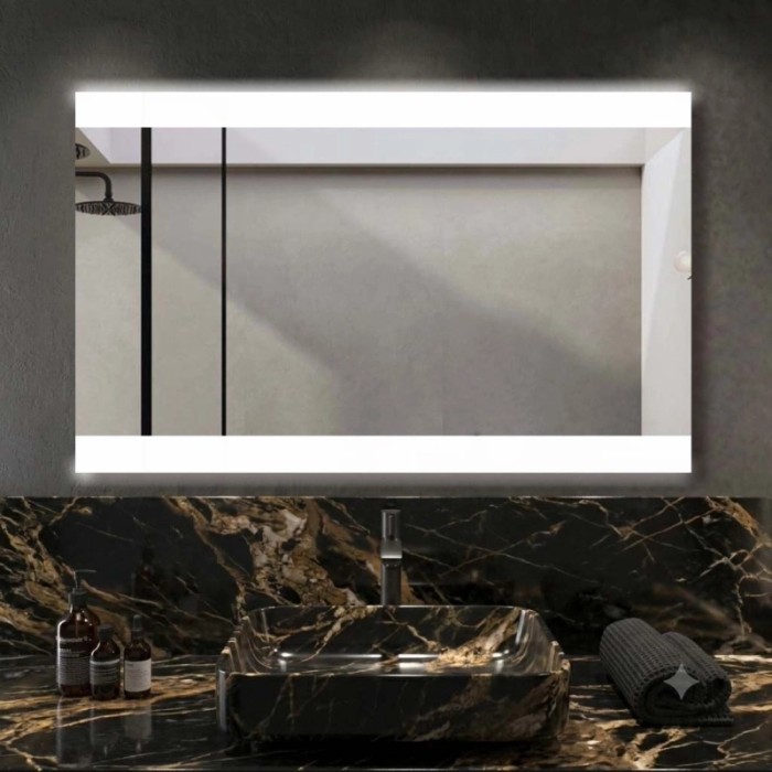 Specchio fasce satinate retroilluminate led sopra e sotto Zone 120x70 cm
