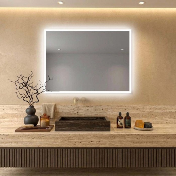 Specchio cornice satinata retroilluminato led 135x70 cm