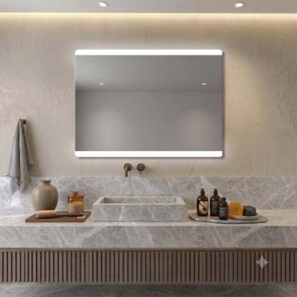Specchio con filo lucido retroilluminato led Dual 135x70 cm