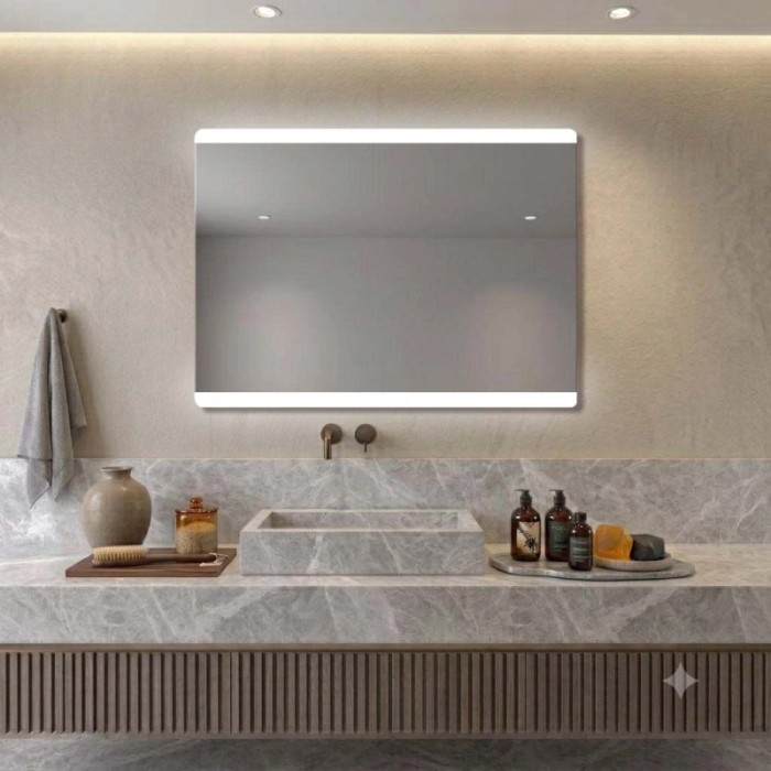 Specchio con filo lucido retroilluminato led Dual 135x70 cm