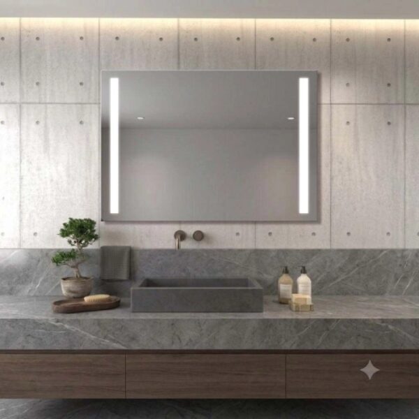 Specchio 2 fasce satinate retroilluminate led 140x70 cm