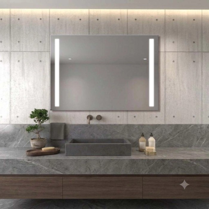 Specchio 2 fasce satinate retroilluminate led 140x70 cm
