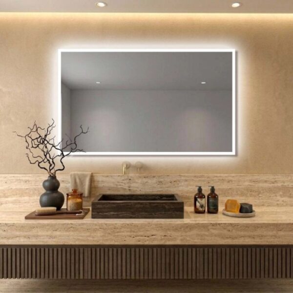 Specchio cornice satinata retroilluminato led 160x70 cm