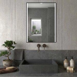 Specchio telaio perimetrale fasce lat. retroill. Noir 60xh80 cm nero opaco