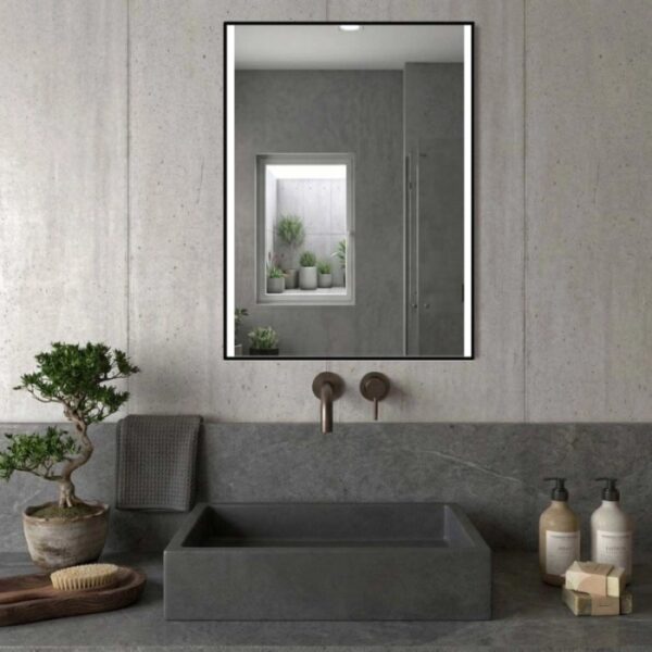 Specchio telaio perimetrale fasce lat. retroill. Noir 60xh80 cm nero opaco