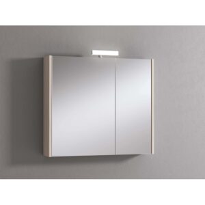 Specchiera t.b.t. con illuminazione, effetto legno.