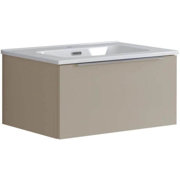 Mobile bagno t.b.t. beige con lavabo bianco per il bagno.