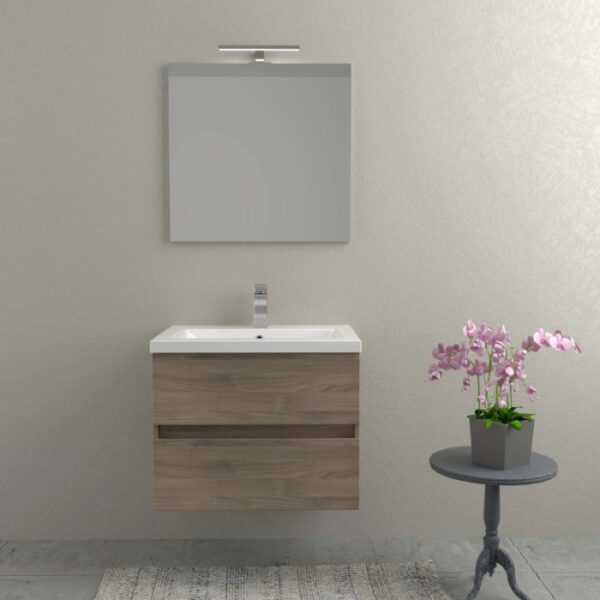 Set di mobili da bagno moderni con mobile lavabo, specchio e rubinetto. Ideale per il tuo bagno.