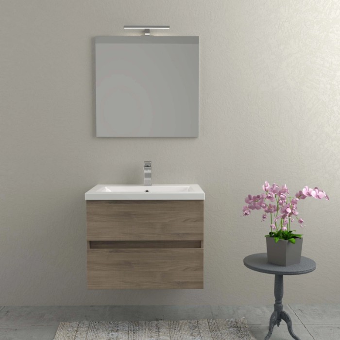 Set di mobili da bagno moderni con mobile lavabo, specchio e rubinetto. Ideale per il tuo bagno.