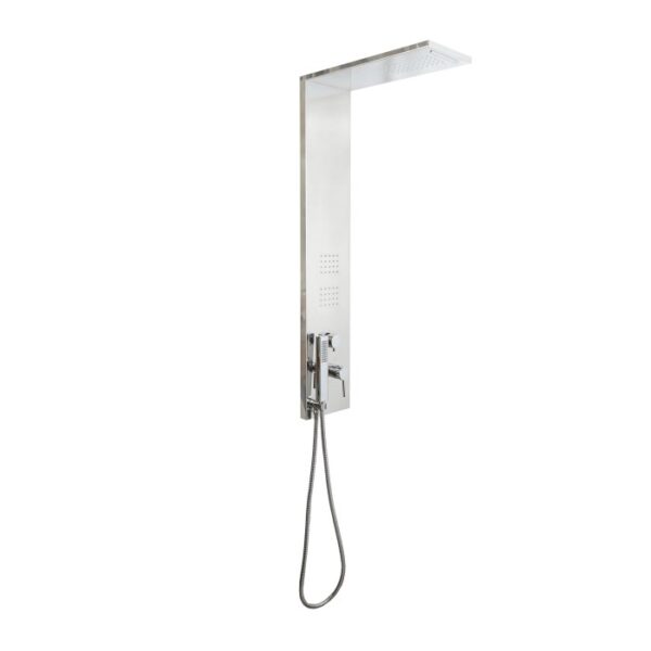 t.b.t. Pannello doccia in acciaio inox con soffione e doccetta.