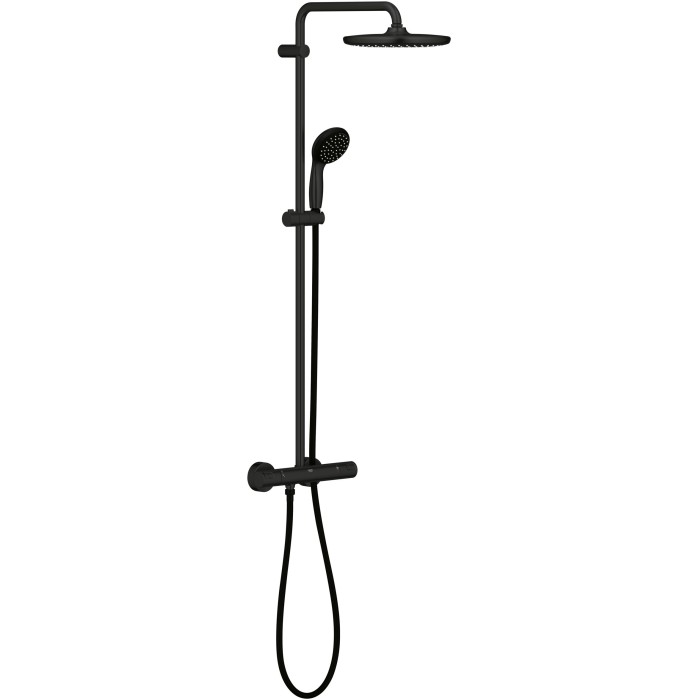 Sistema doccia nero Grohe QuickFix Vitalio Start 250 con termostato.
