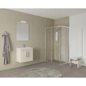 Mobile bagno Tims con lavabo e specchio rovere