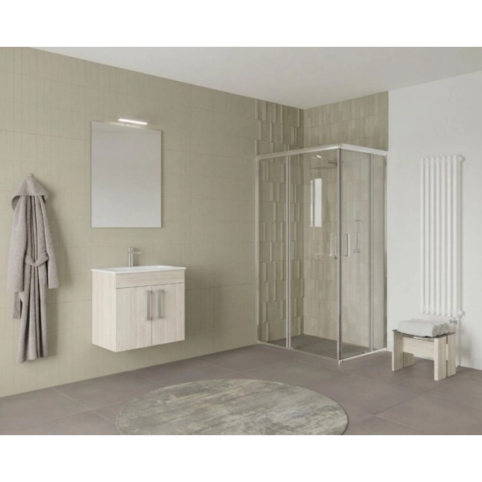 Mobile bagno Tims con lavabo e specchio rovere