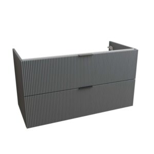 Mobile bagno grigio con due cassetti.