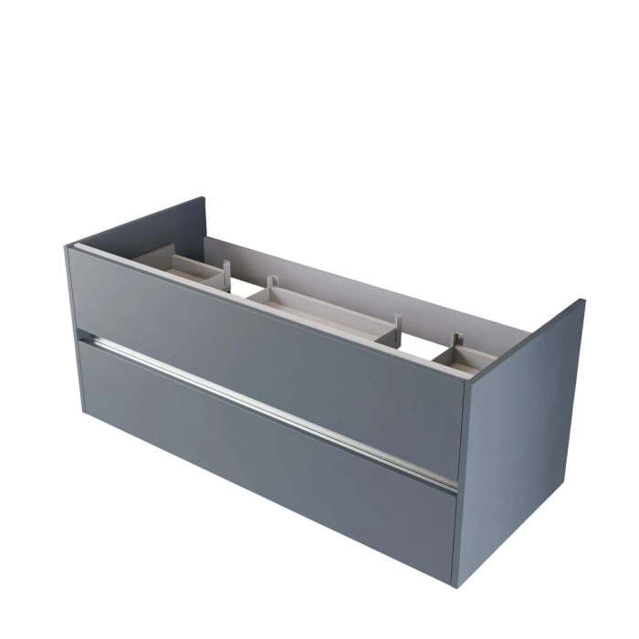 Mobile bagno sospeso grigio con due cassetti.