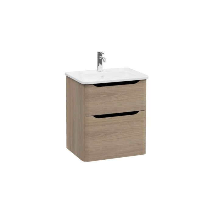 Mobile bagno base lavabo sospesa 2 cassetti Integra Round 60 cm golden oak